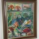 Huile sur toile suédoise – « Intérieur avec figures » par Erik Lo (1914–2004)