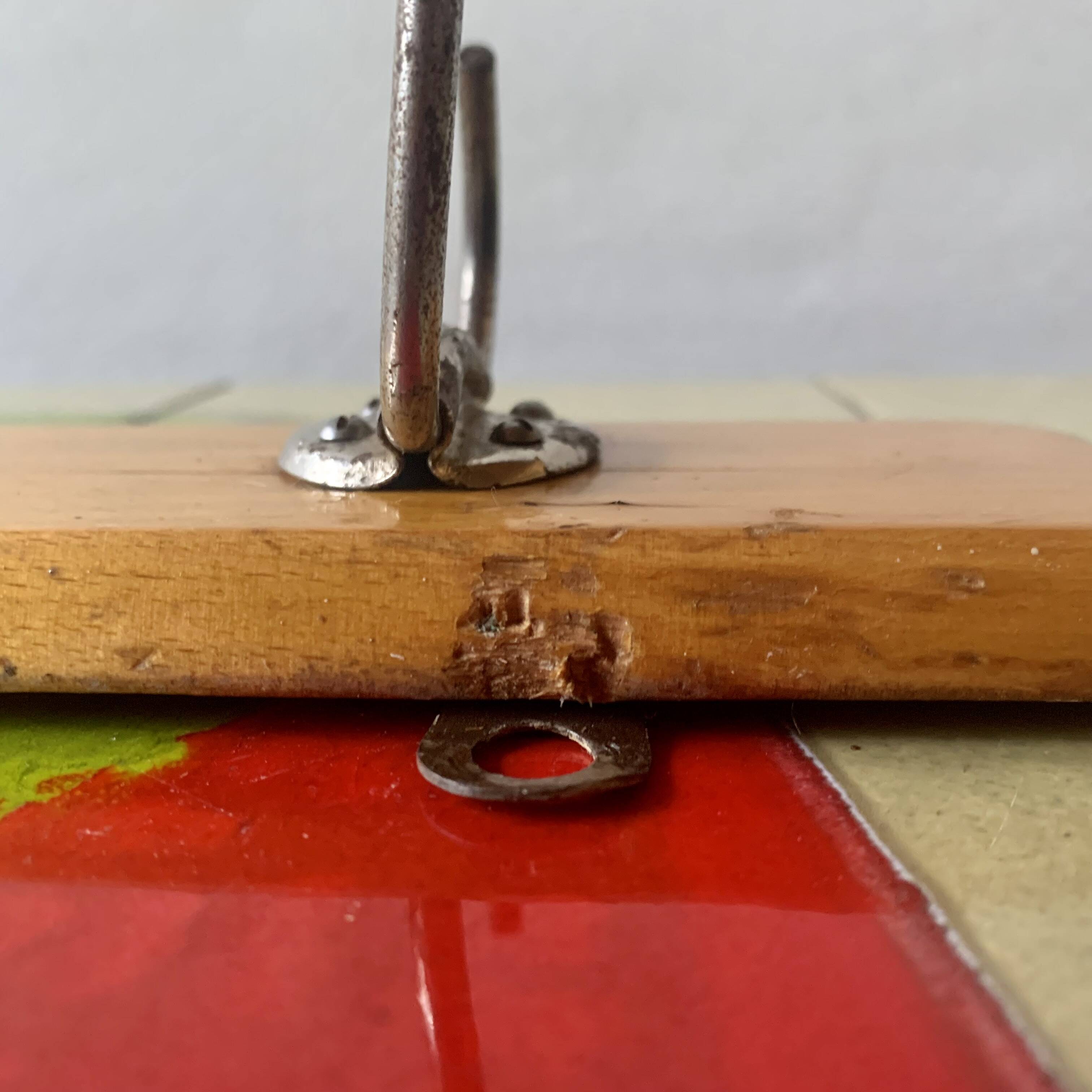 Vintage wooden wall coat rack - triple ball hook