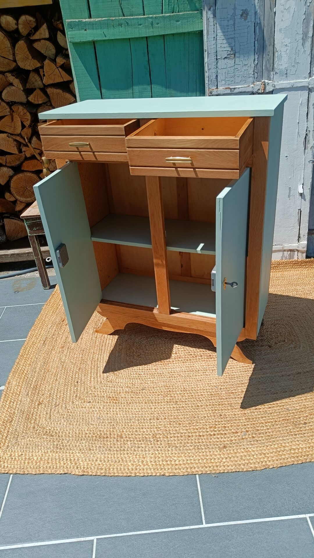Revalued wood and green buffet
