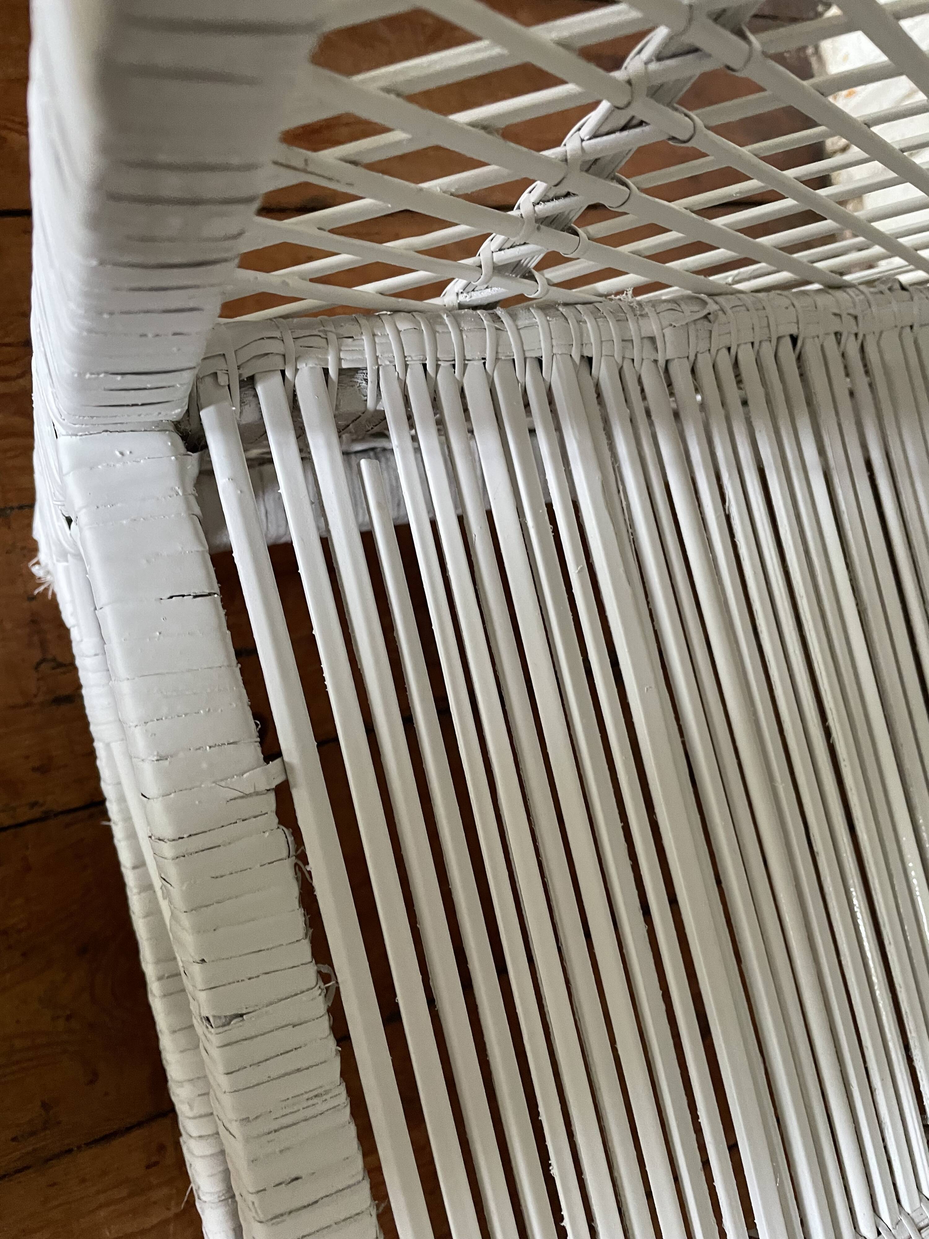 Etagère bibliothèque blanche en bambou et rotin