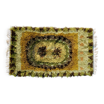 Tapis Rya en laine tissé à la main au design scandinave vintage des années 1970