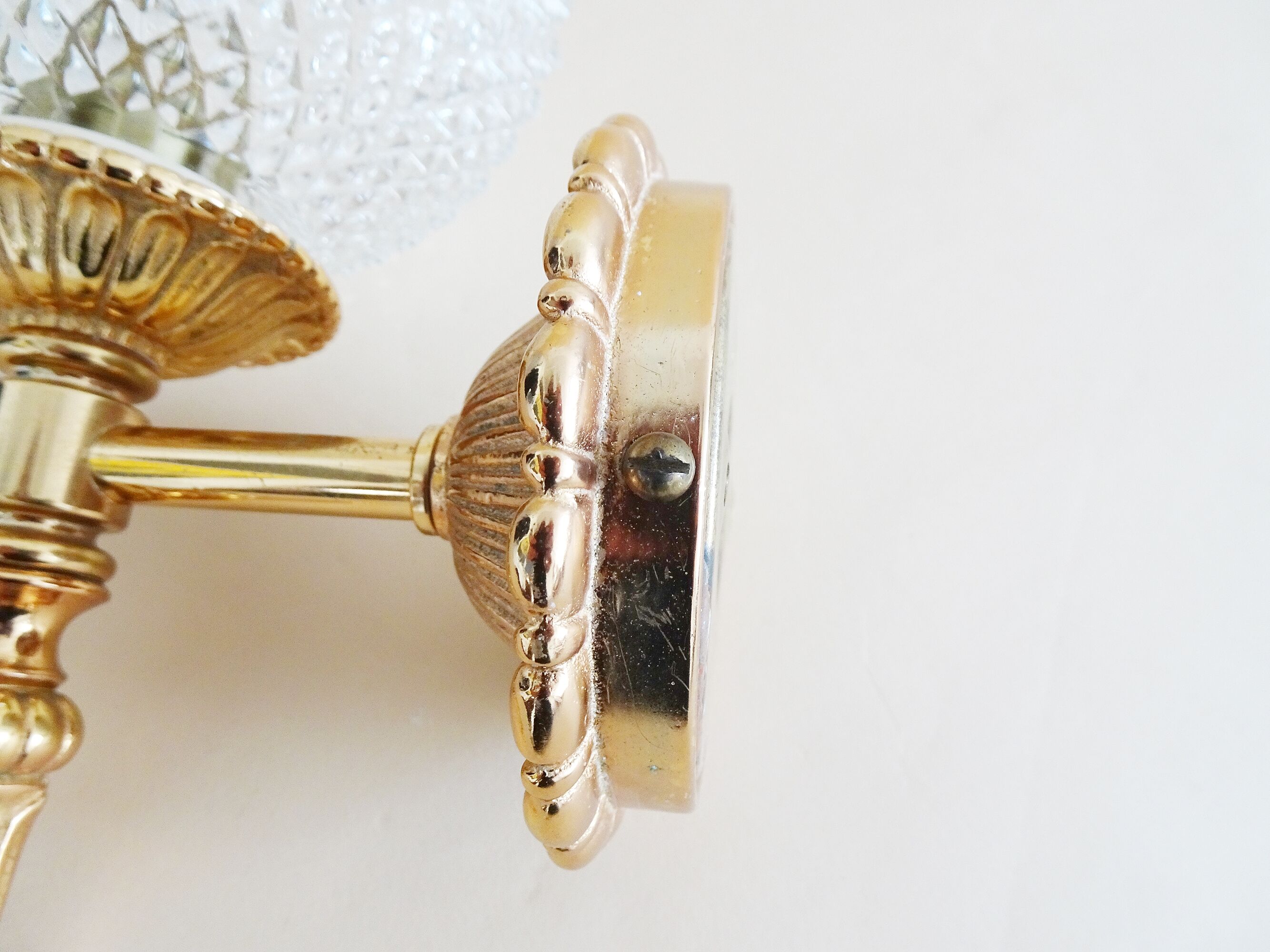 Golden mid century wall lamp by JSB Leuchten with glass ball shade