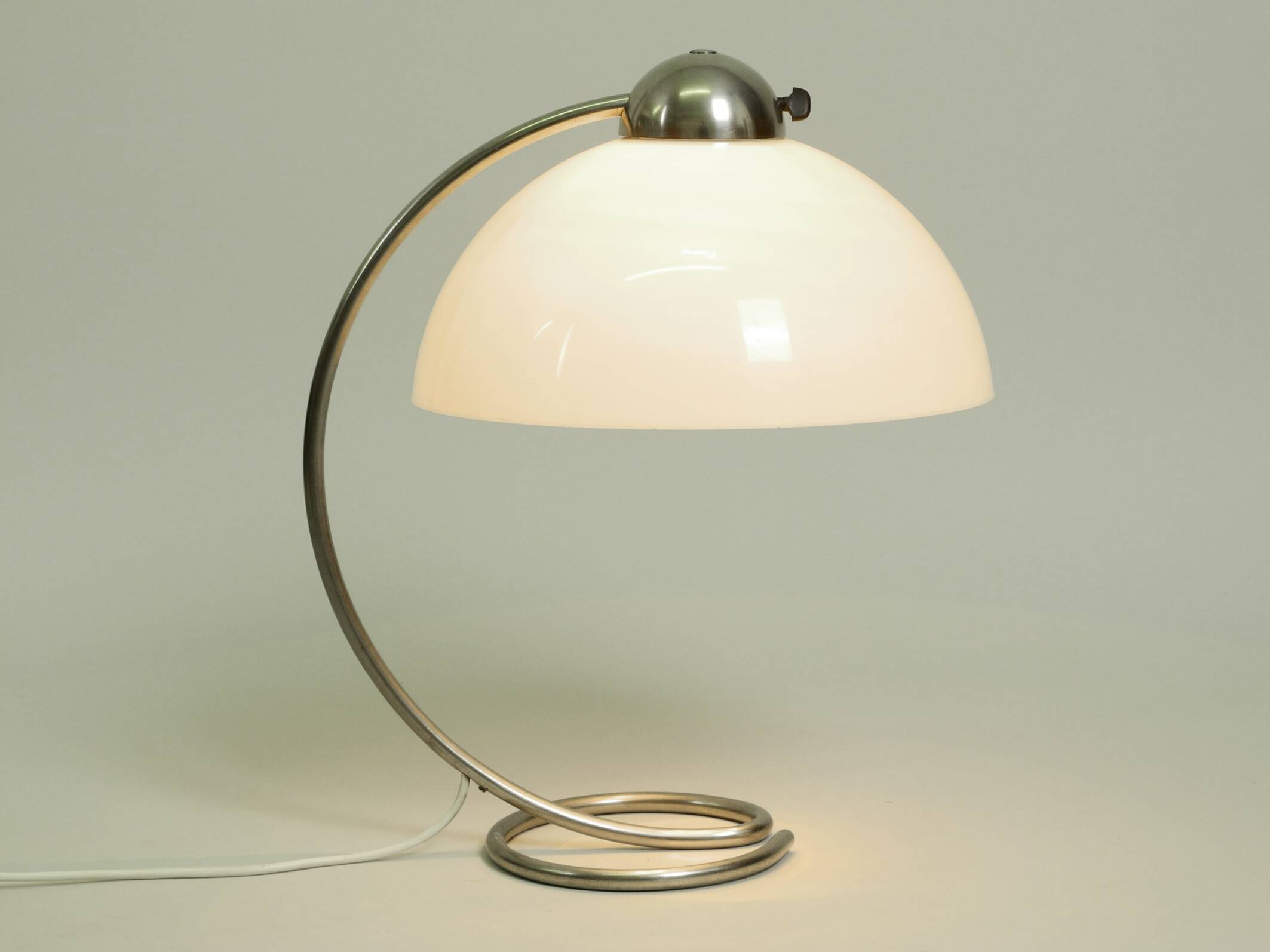 Large Mid Century metal table lamp with plastic shade by Schanzenbach Germa