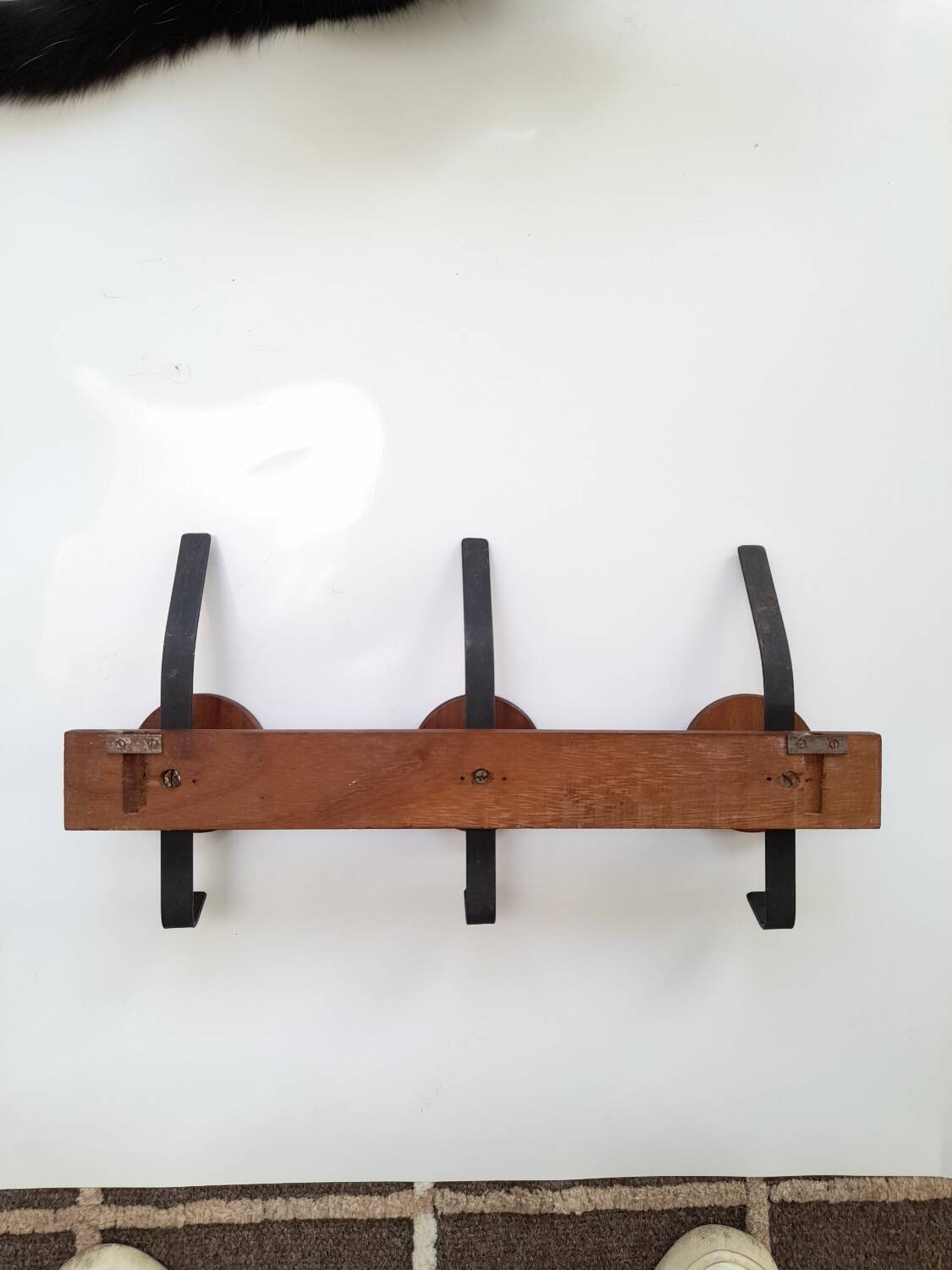 Teak and metal coat rack from the 60s