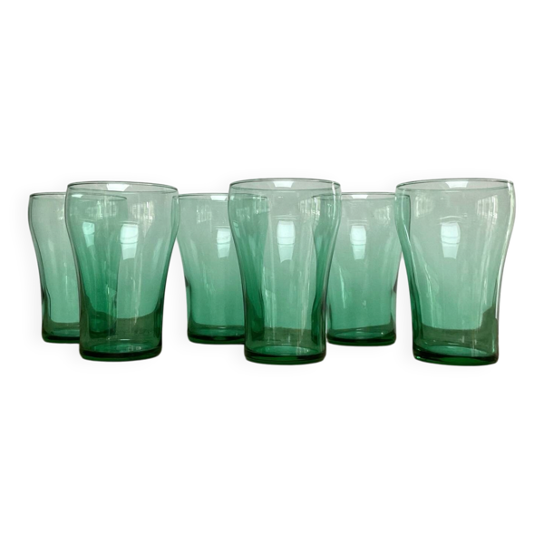 6 verres vintage verre émeraude