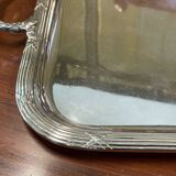 Rectangular tray with LOUIS XVI style handles in silver-plated metal, work from the 1950s