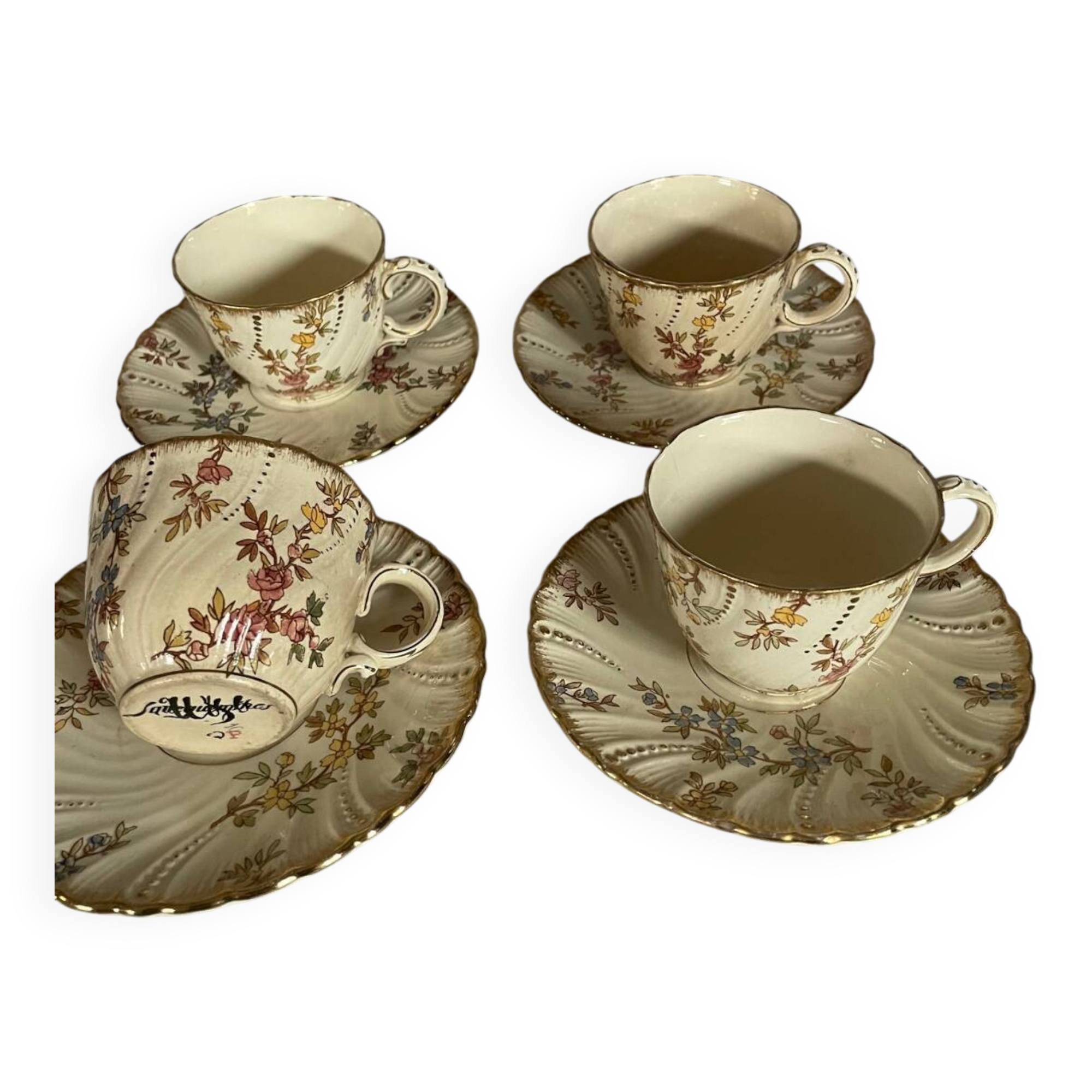 Tasses à café et soucoupes Louis XV Sarreguemine