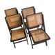 Four folding wooden and canning chairs - 70s