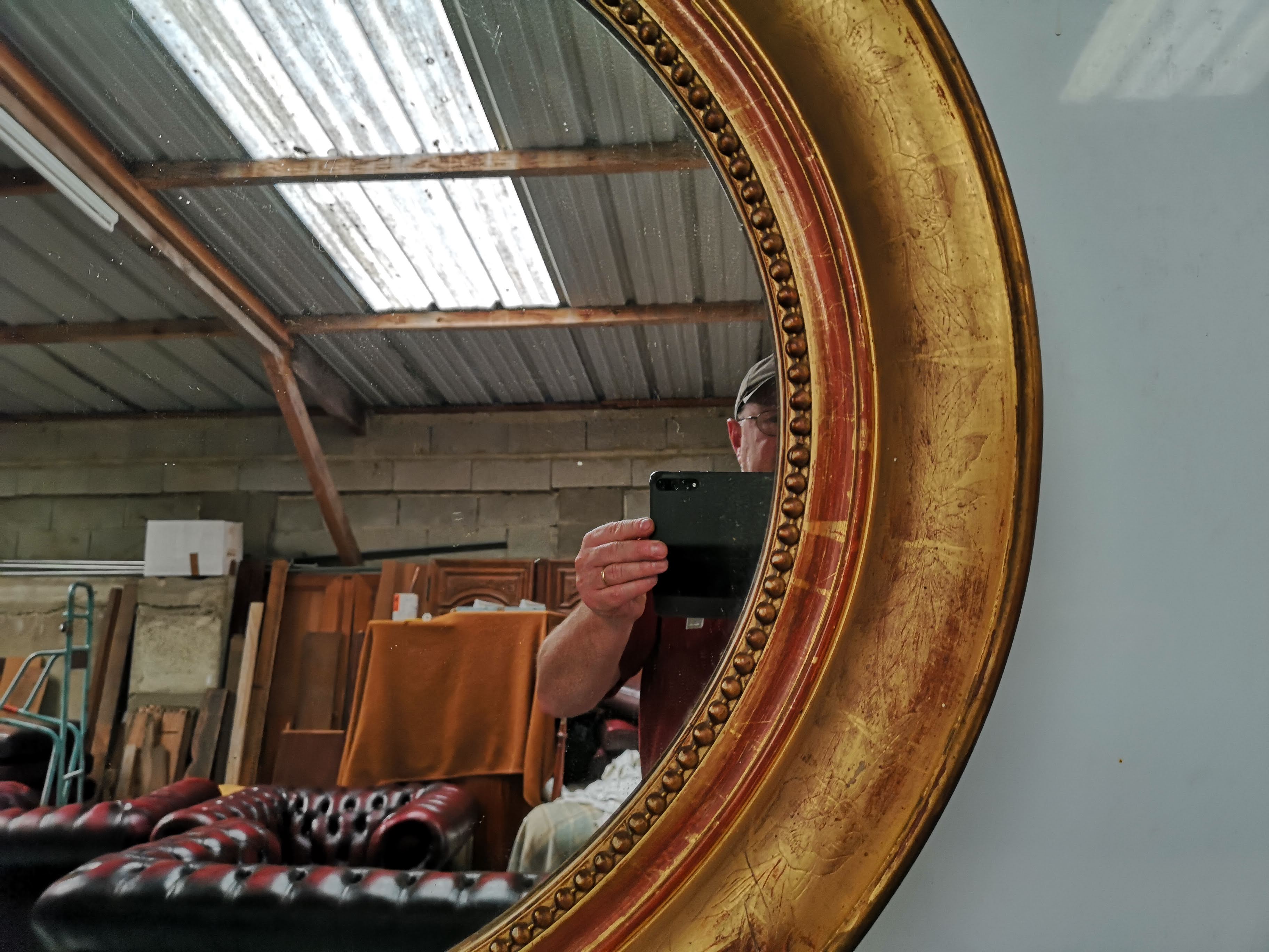 Oval mirror gilded wood - 84x100cm