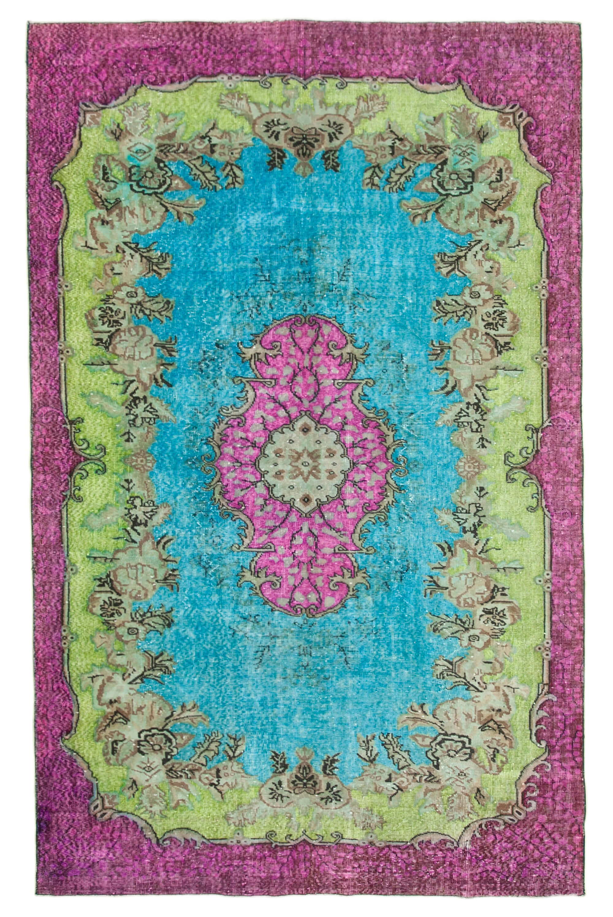 Hand-knotted rustic anatolian 1980s 198 cm x 315 cm multicolor carpet