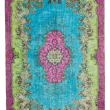 Hand-knotted rustic anatolian 1980s 198 cm x 315 cm multicolor carpet