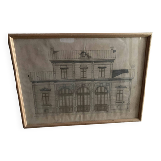 Engraving architectural project around 1900
