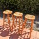 Set of 3 high “modernist” straw stools vintage 1950s
