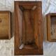 Nineteenth-century walnut work table with flaps, large storage + secret drawer.