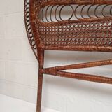 Vintage peacock rattan headboard