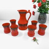 Ceramic orangeade set, orange, Zell, 1970s.