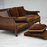 1930-35s, Danish 3-seater sofa, furniture velour, furniture mesh, ash wood.