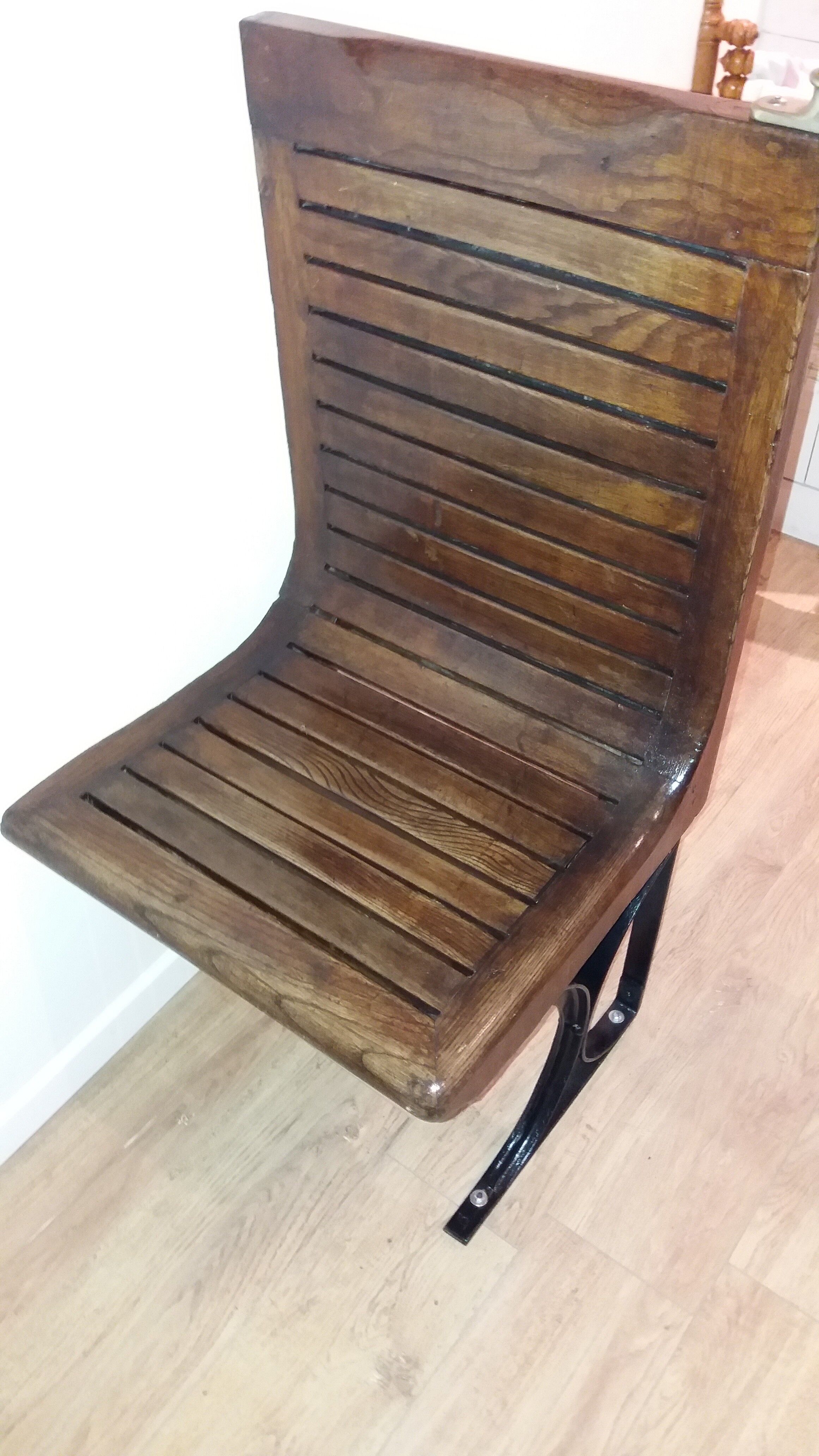 Lot of two wooden subway chairs with table