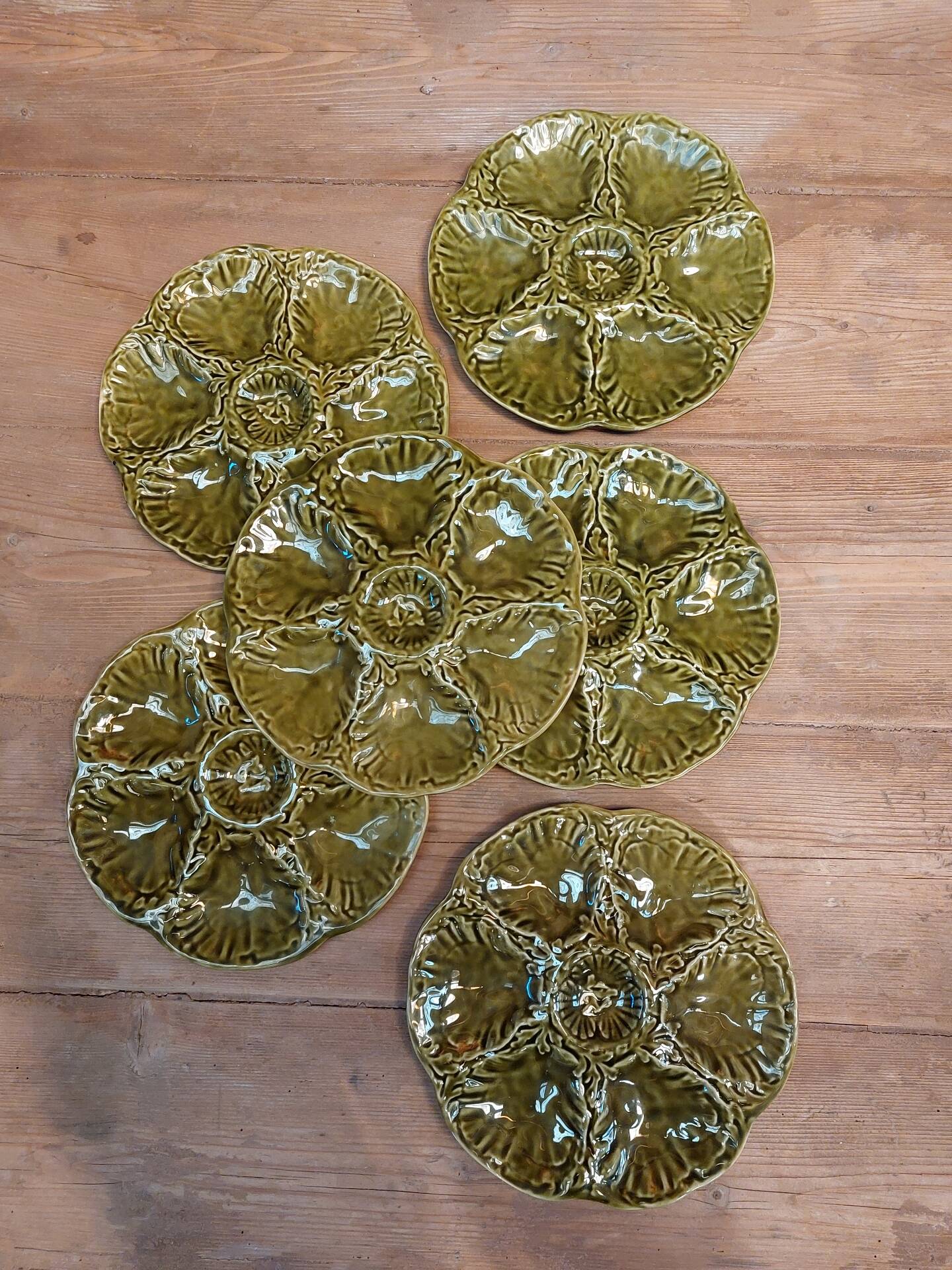 Lot de 6 assiettes à huîtres  - Gien