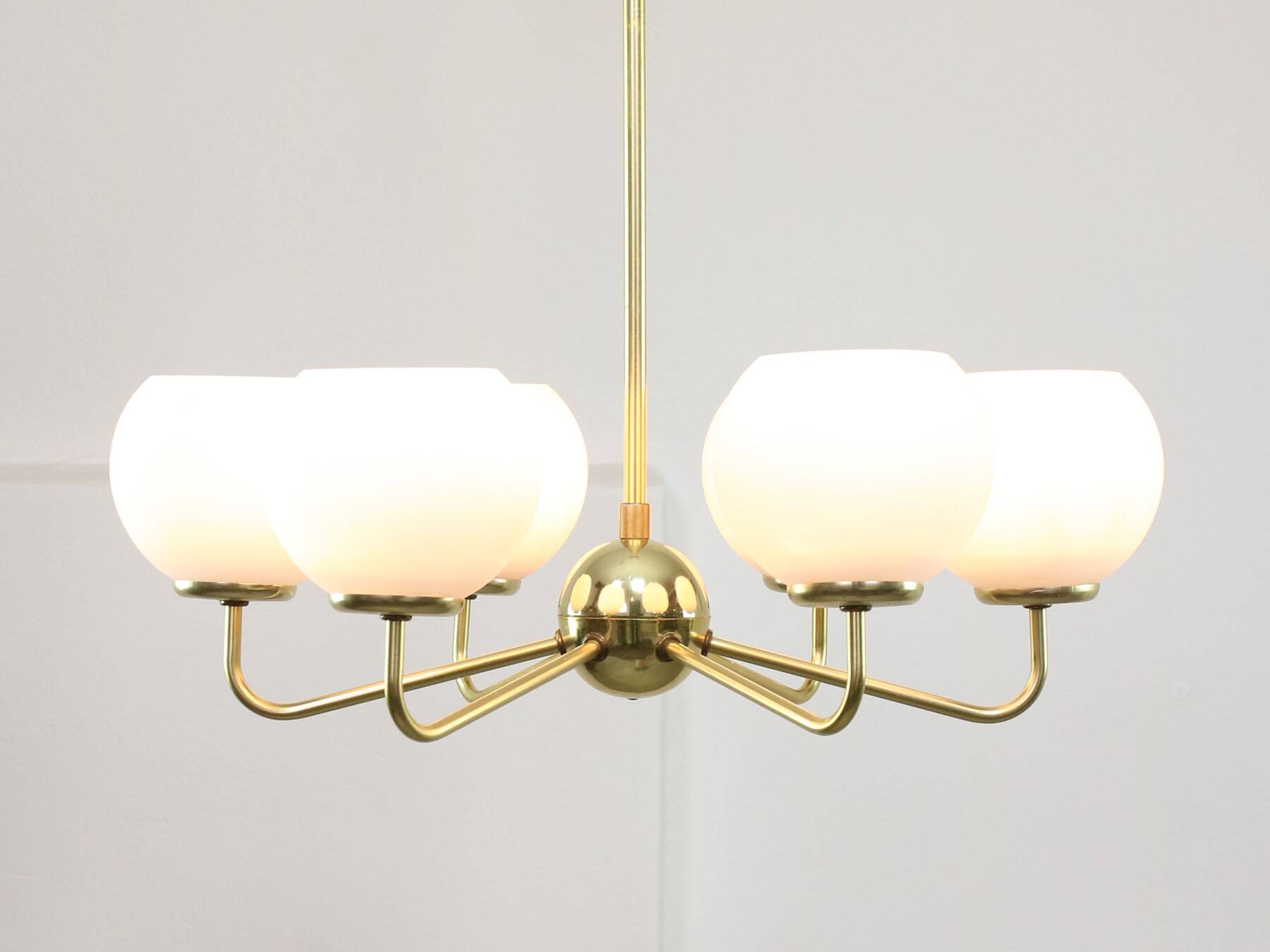 Mid-century Upward Sputnik Golden Chandelier, 60s