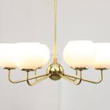 Mid-century Upward Sputnik Golden Chandelier, 60s