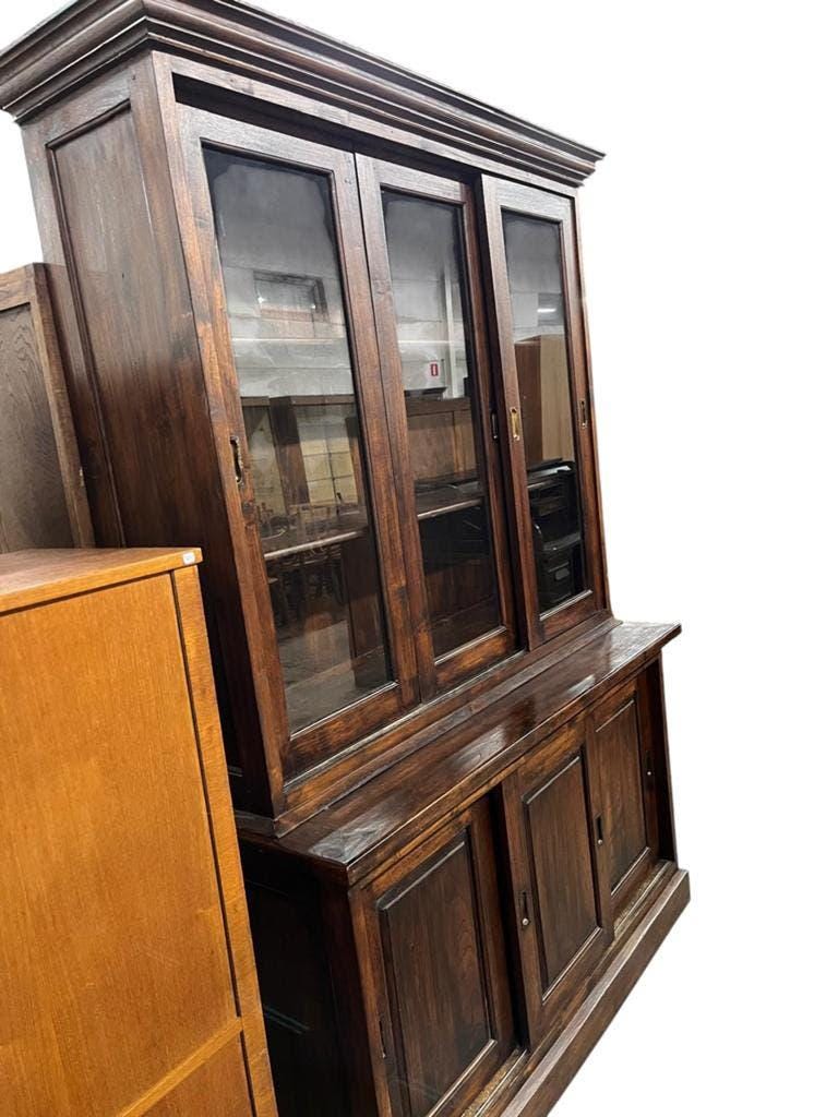 Vitrine XL vintage en bois / buffet / meuble mural