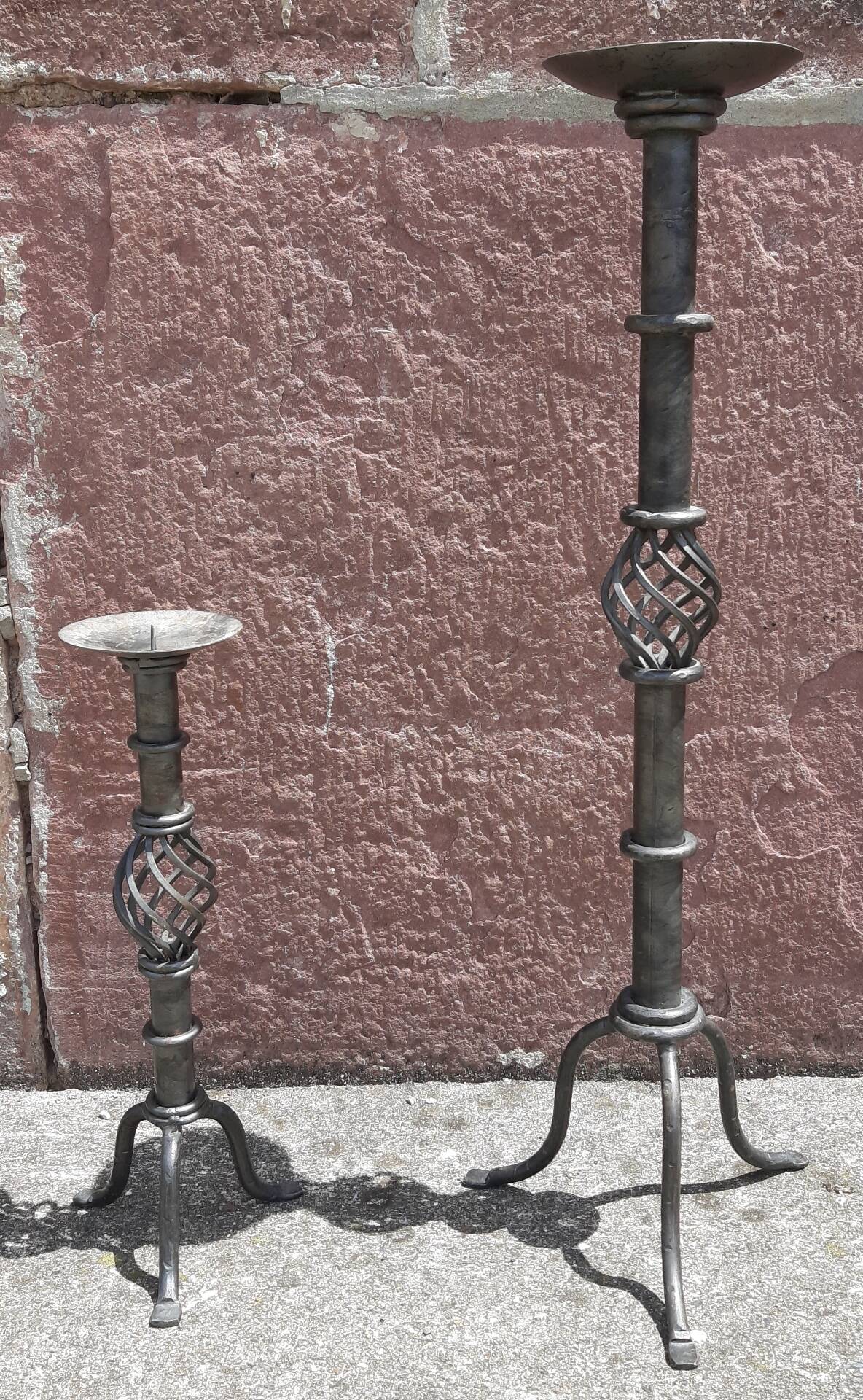 Candle holder or wrought iron candlestick (Height 41 cm)