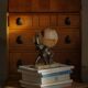 Art Deco, elephant table lamp with alabaster globe, early 20th century, 1930s.