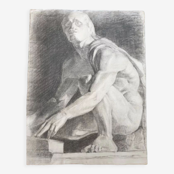 Jean Jules Dufour (1889-1973) Student of Fernand Cormon at the School of Fine Arts - Charcoal drawing