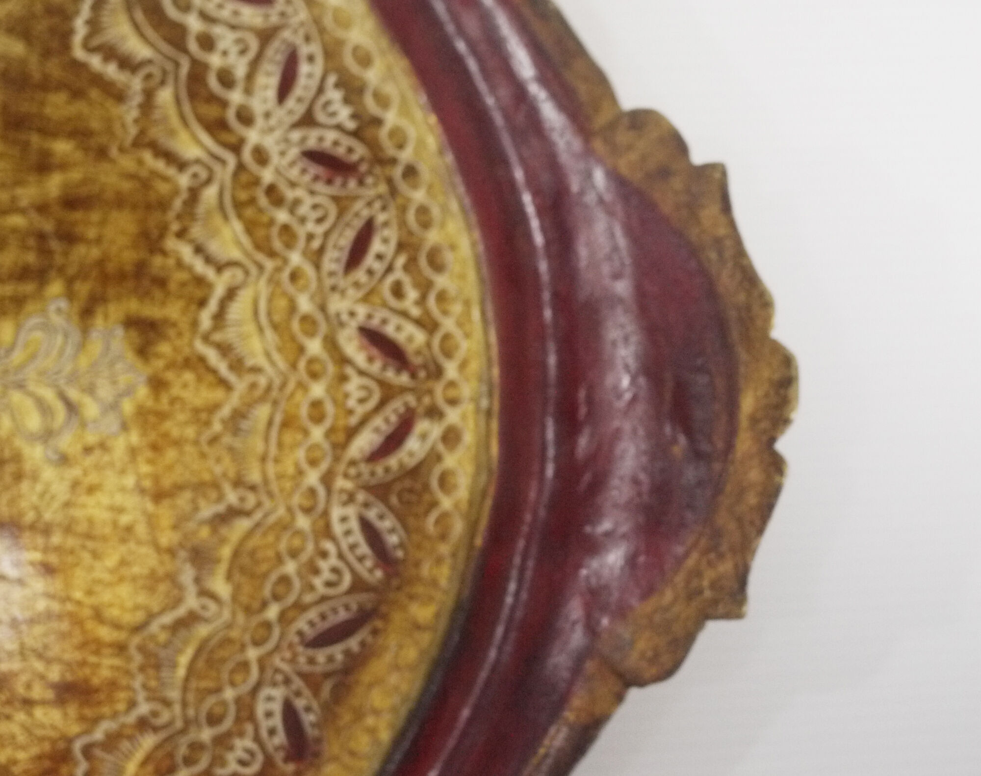 Former large florentine tray ornate wooden