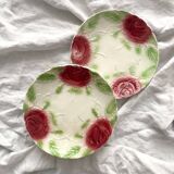 2 old slip plates decorated with roses