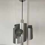 Space age brushed metal 3-light pendant lamp