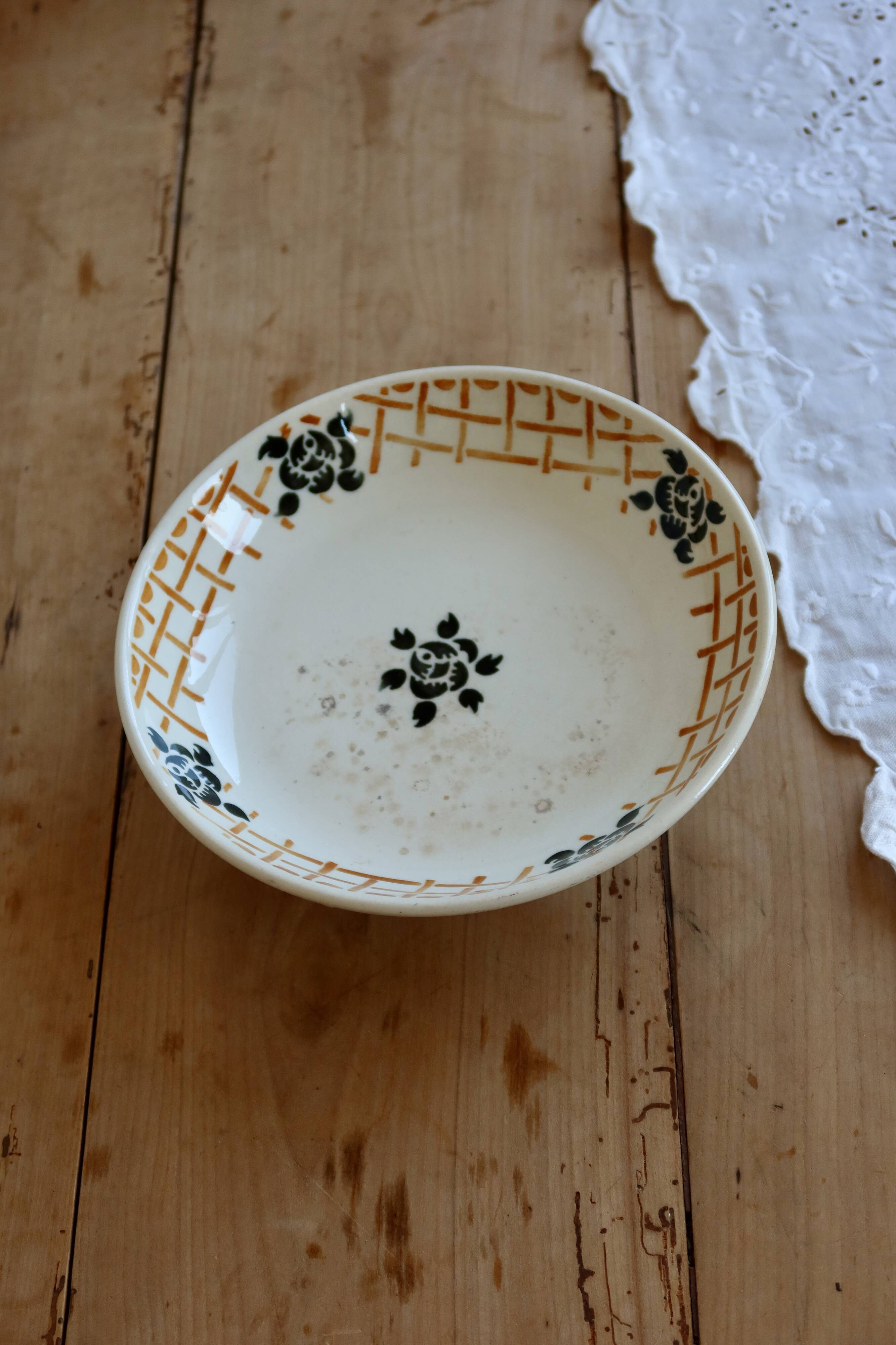 Compotier bas vintage terre de fer Badonviller modèle Roscoff