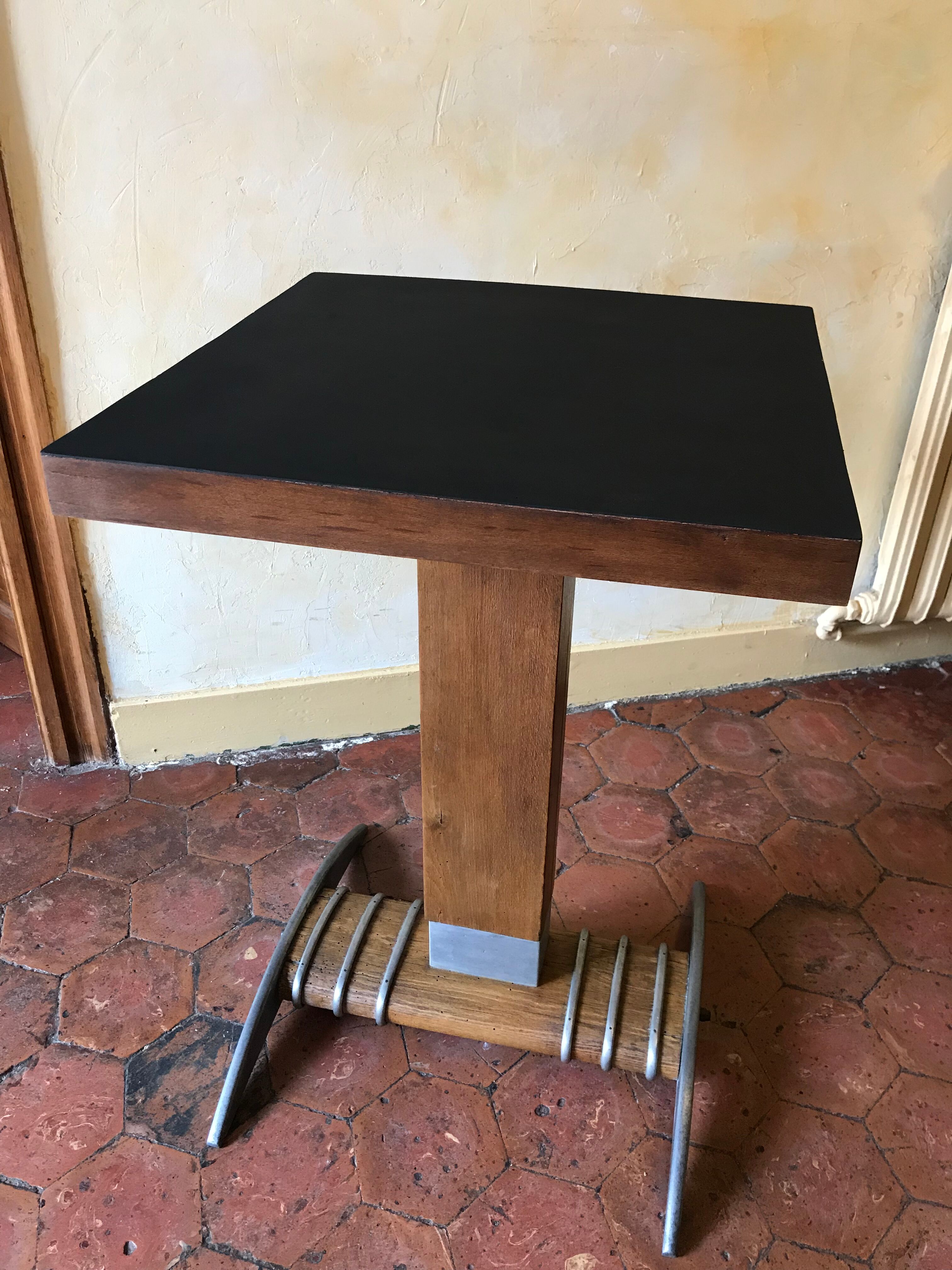 Old vintage wooden metal bistro table 40/50