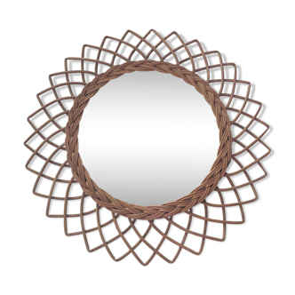 Vintage rattan mirror rose 50x50cm