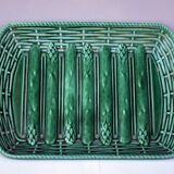 Grand plat en faïence vers 1900, assiette à asperges, majolique, France