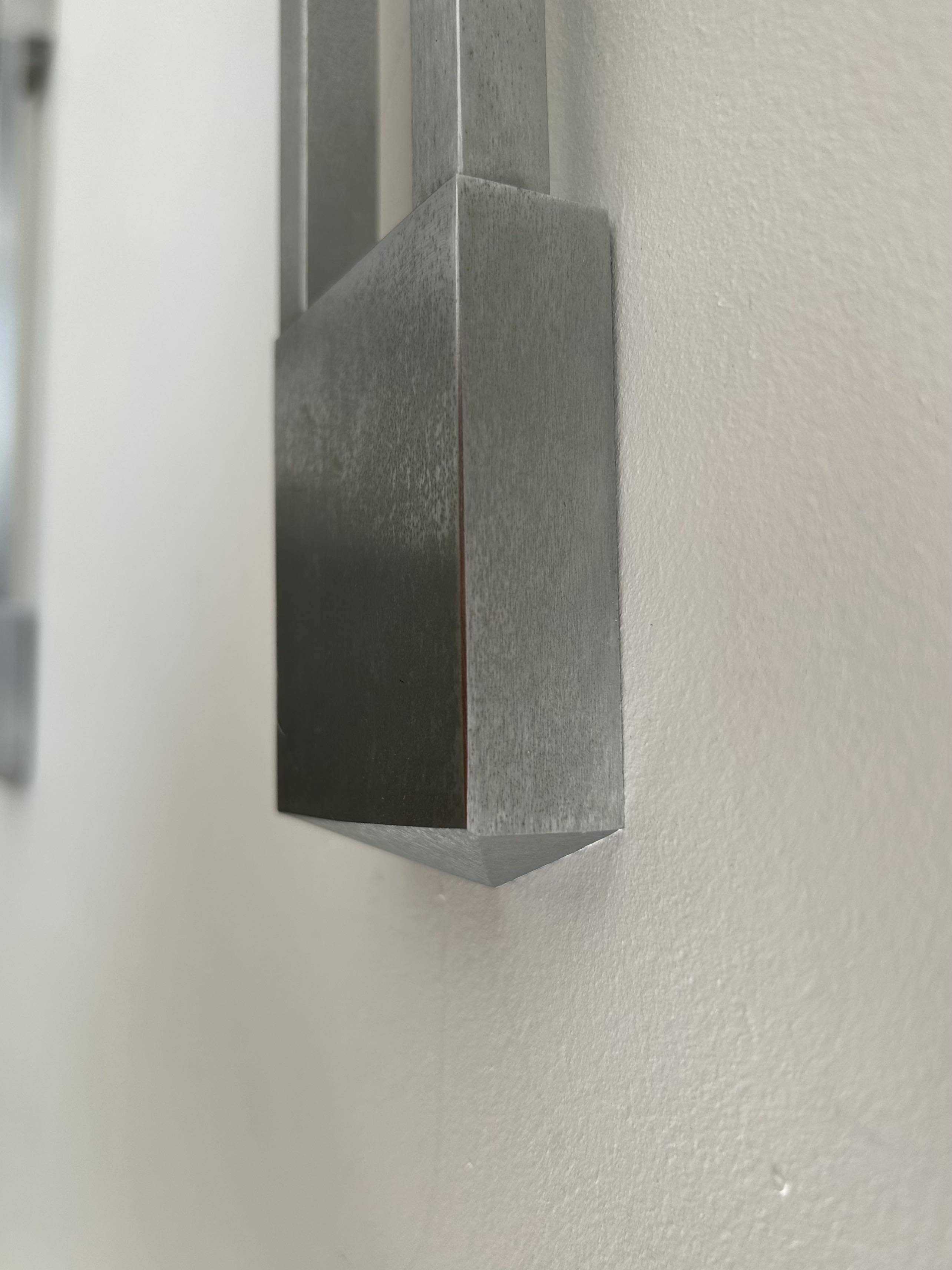 Pair of vintage geometric Vereinigte Werksatten wall lights, solid aluminum, Germany 1970s