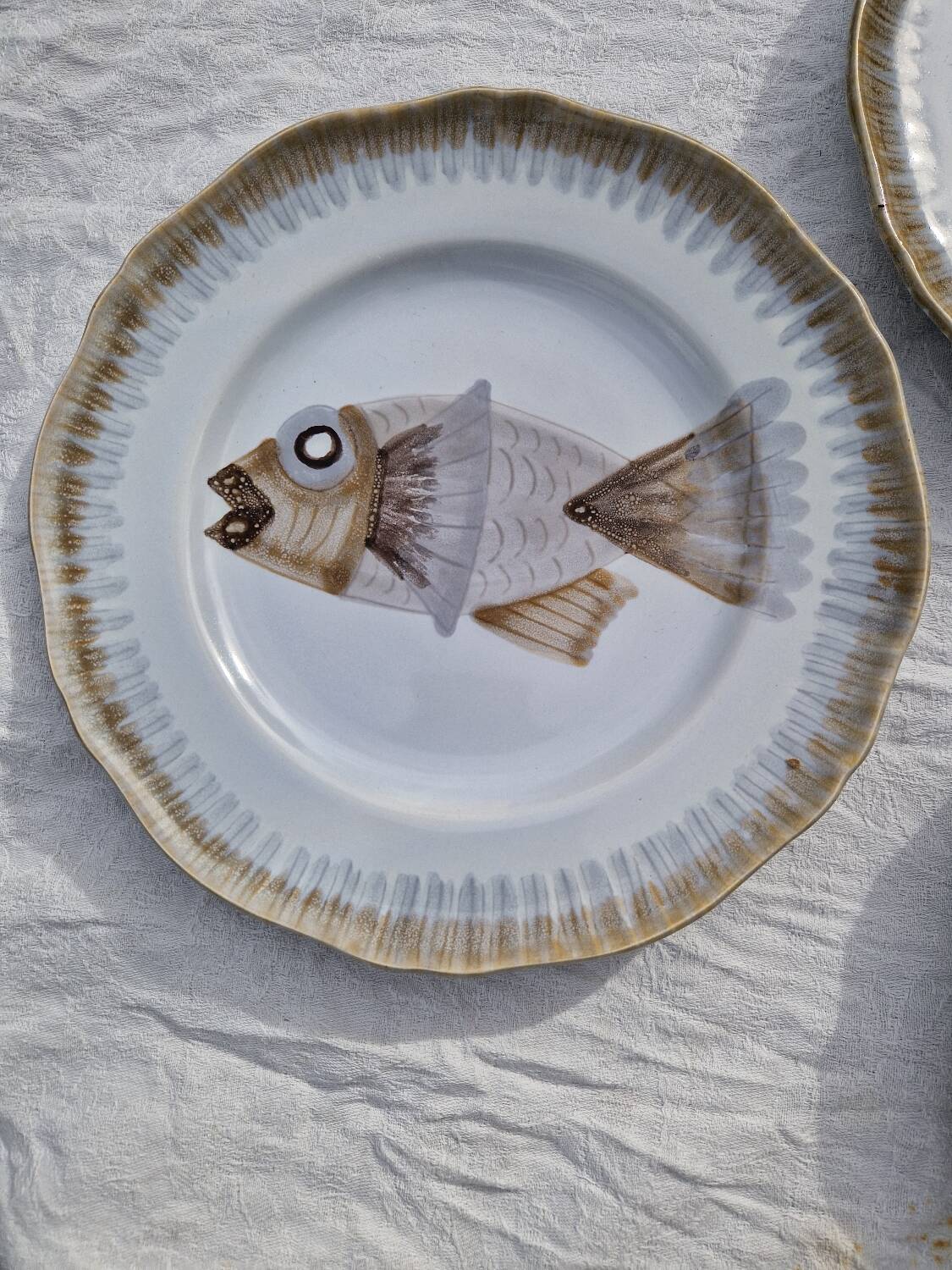 Lot de 9 assiettes plates saint Amand decor poissons