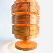 Cylindrical Pine Veneer Table Lamp By Hans-Agne Jakobsson For Ab Ellysett, Sweden 1960S