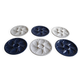 6 white porcelain oyster plates