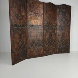 Late 18th-century Belgian embossed leather folding screen – after Daniel Marot