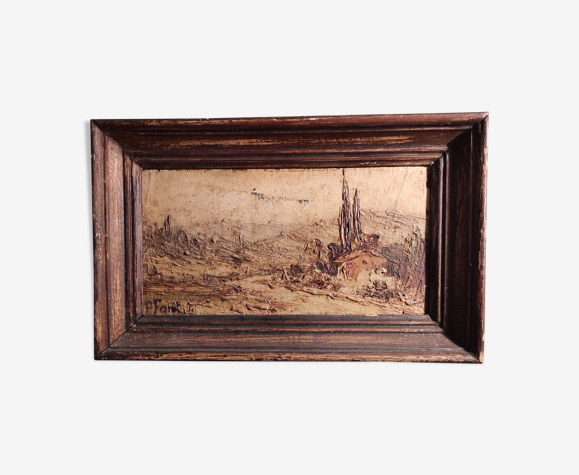 Peinture à l’huile vintage, signée Font, française