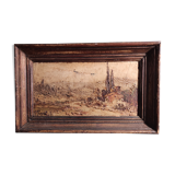 French vintage oil painting, signed Font