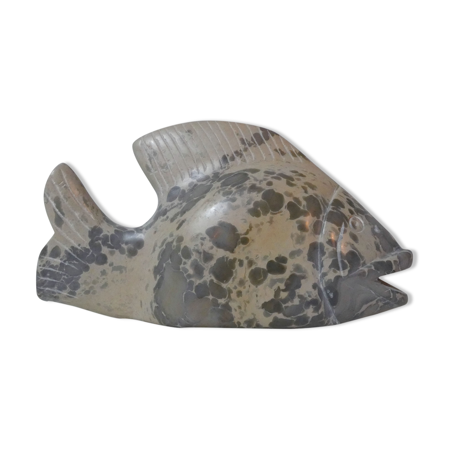 Polished stone fish vintage paper press