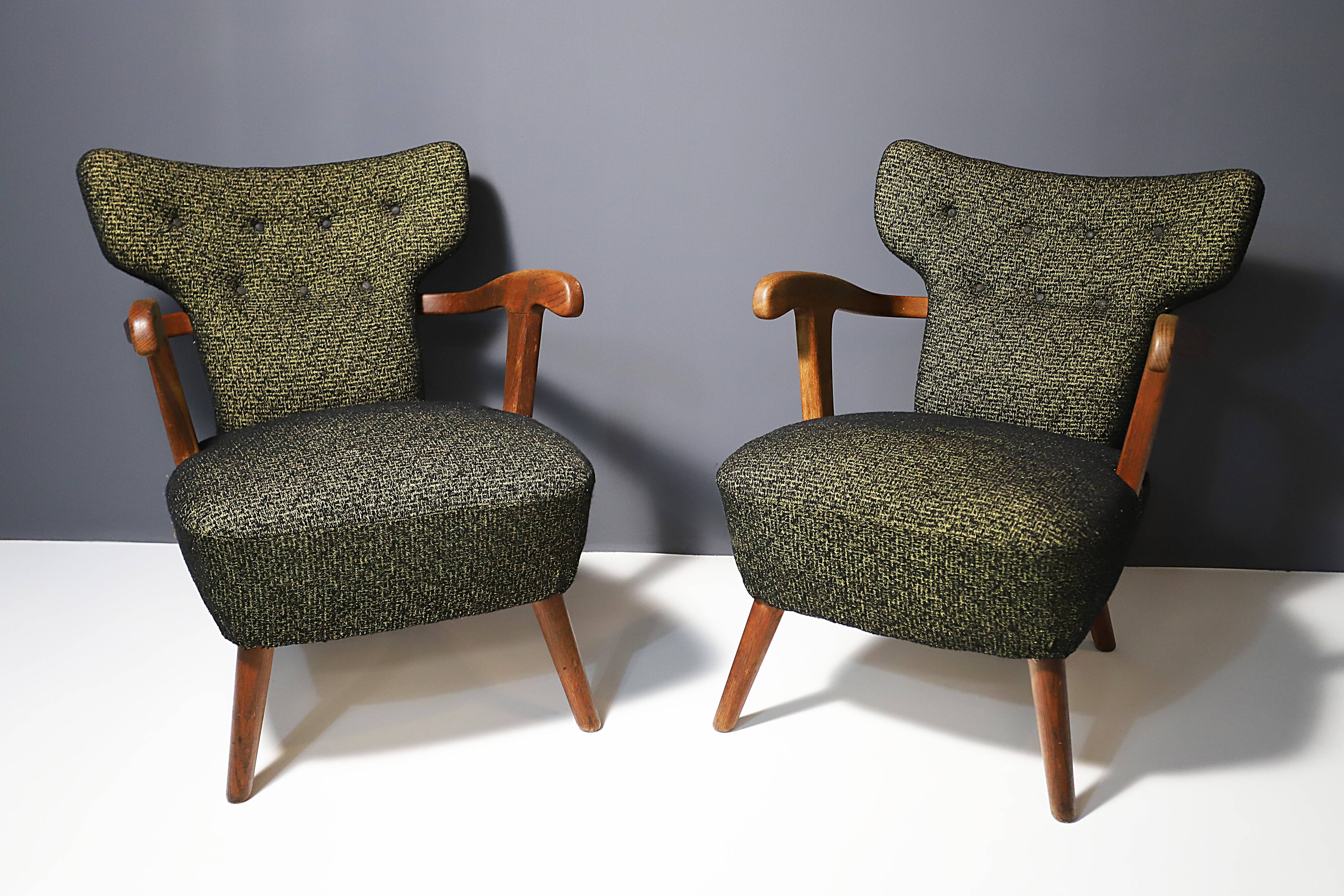 Pair of mid century wingback armchairs, Czechoslovakia, circa 1940´s