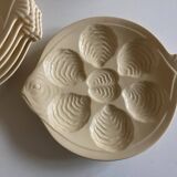 set of 6 oyster plates in ivory Gien earthenware 1960