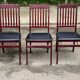 3 Scandinavian design chairs from the 1970s, solid wood, burgundy and black leather
