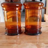 Pair of brown glass pharmacy jars