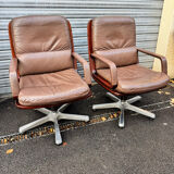 vintage leather and wood office/conference chair – st