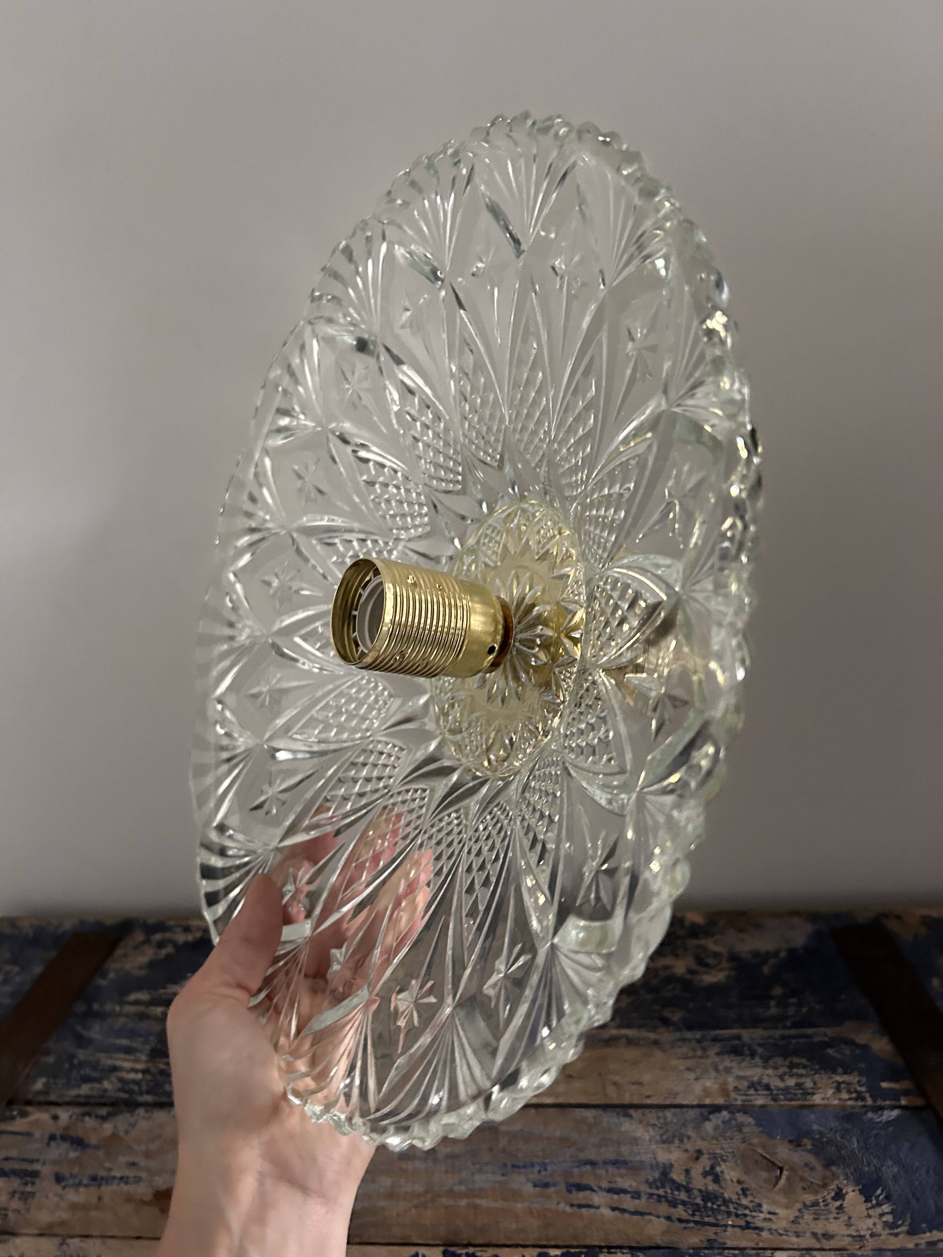 Large vintage chiseled glass wall light